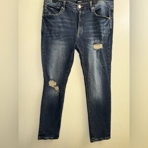 Fashion Nova Men‎ Distressed Skinny Jeans Size 36 Dark Wash Stretch Denim